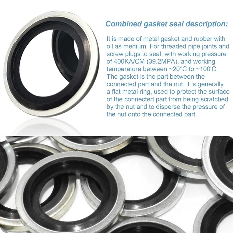 LEPEVNEY M10 Bonded Sealing Washers, 10.7x15.8x2mm Carbon Steel NBR Gasket, Pack of 50 - Image 5